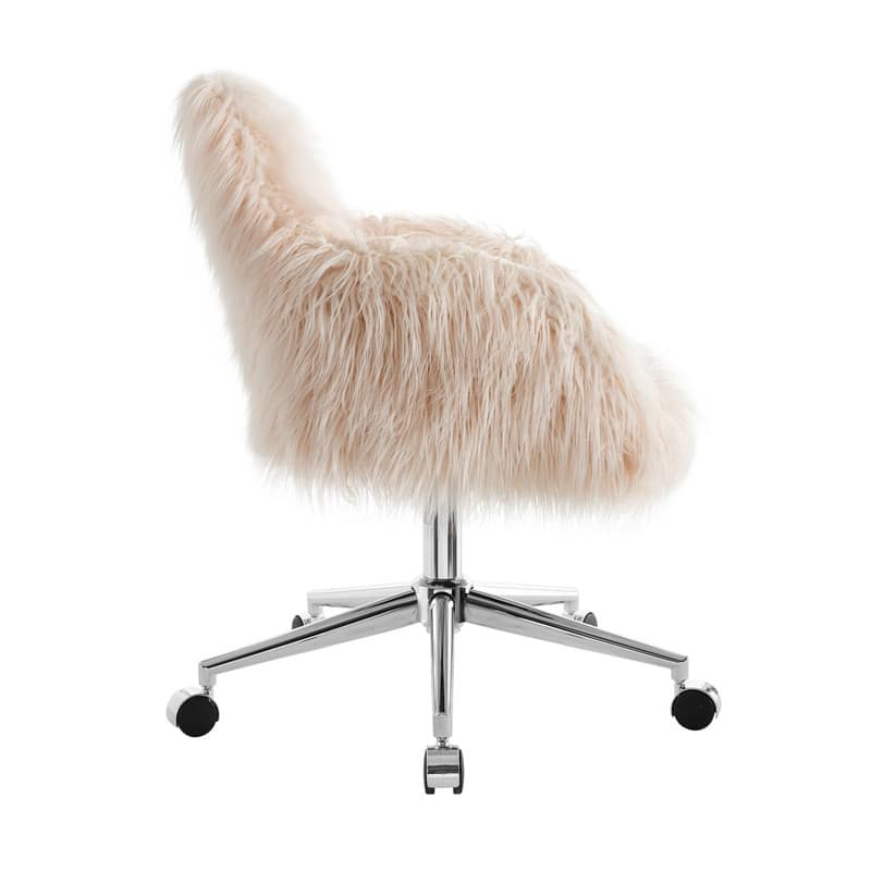 Amber Faux Fur Pink Office Chair