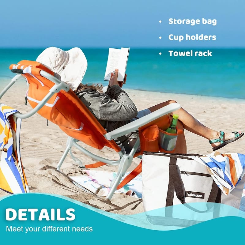 BOSSIN Backpack Beach Chairs for Adults,Adjustable high Beach Lounge Chairs with Towel Rack for Outdoor,Travel