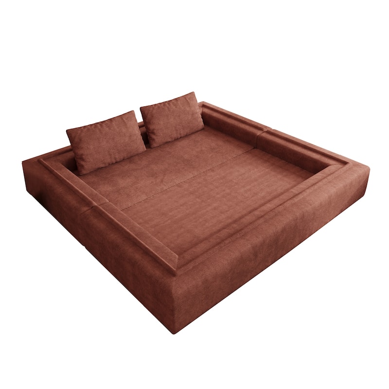 Folding Memory Foam Sleeper Sofa Bed Chenille Floor Couch Convertible into Sleeping Mattress with Rectangle Pillow and Cushions