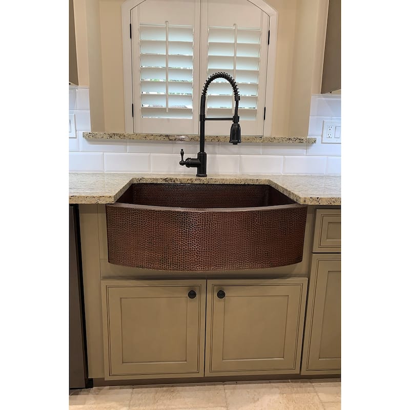 30-in Hammered Copper Rounded Apron Front Single Basin Kitchen Sink (KASRDB30249)