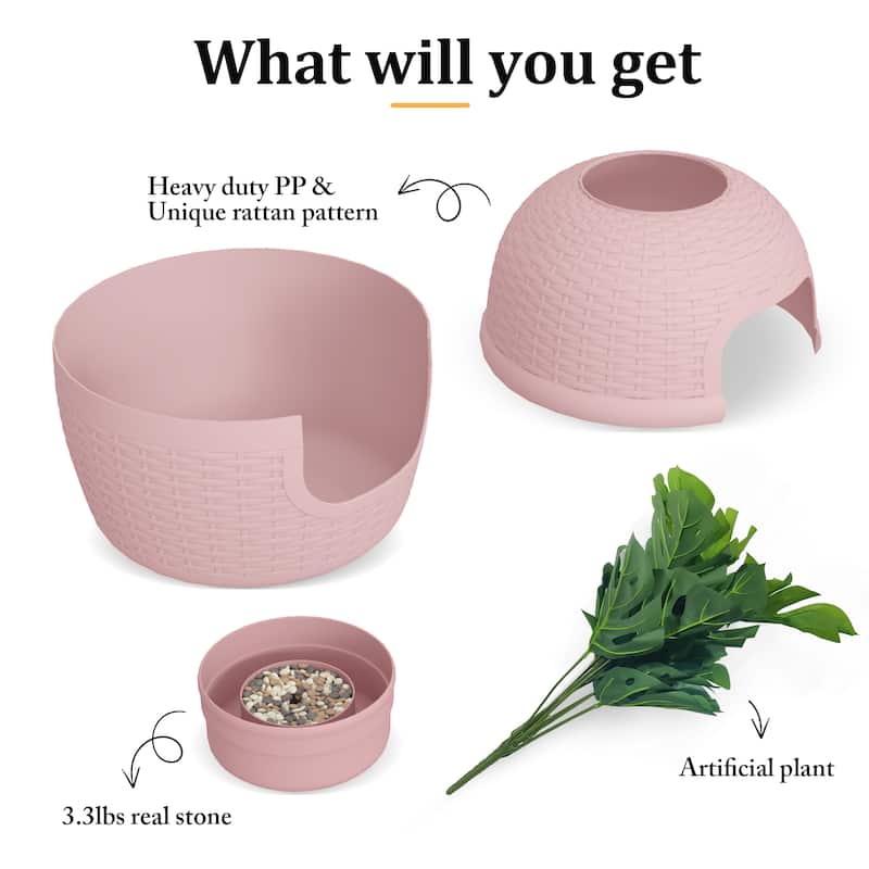 Hidden Litter Box with Faux Plant, Large Cat Litter Box