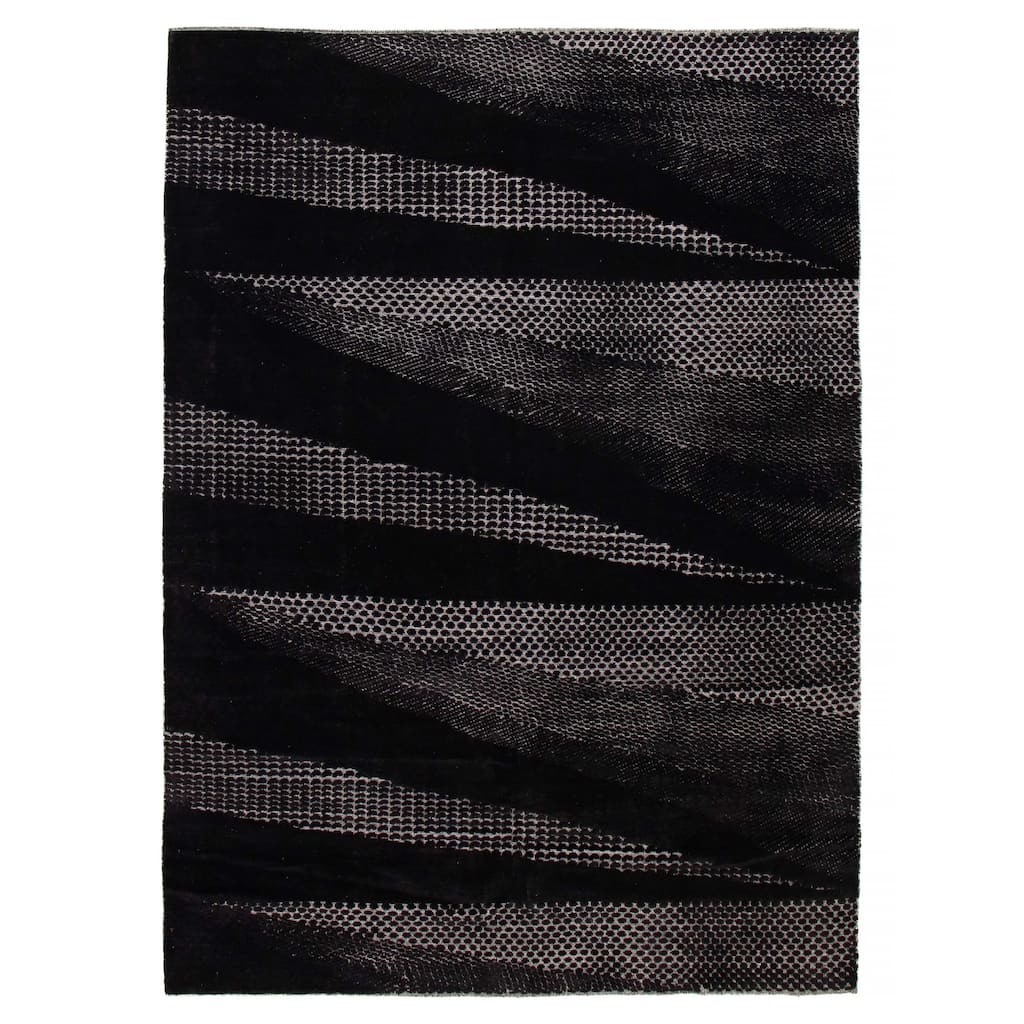 ECARPETGALLERY Hand-knotted Tangier Black Wool Rug - 8'2 x 11'1