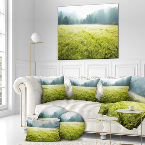 Designart "Summer meadow" Lake Landscapes Photographic on wrapped Canvas - Brown
