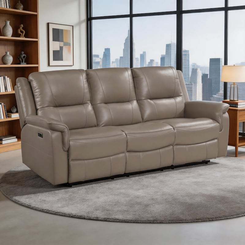 Kaelin 81.5" Top Grain Leather Rectangle Power Double Reclining Sofa