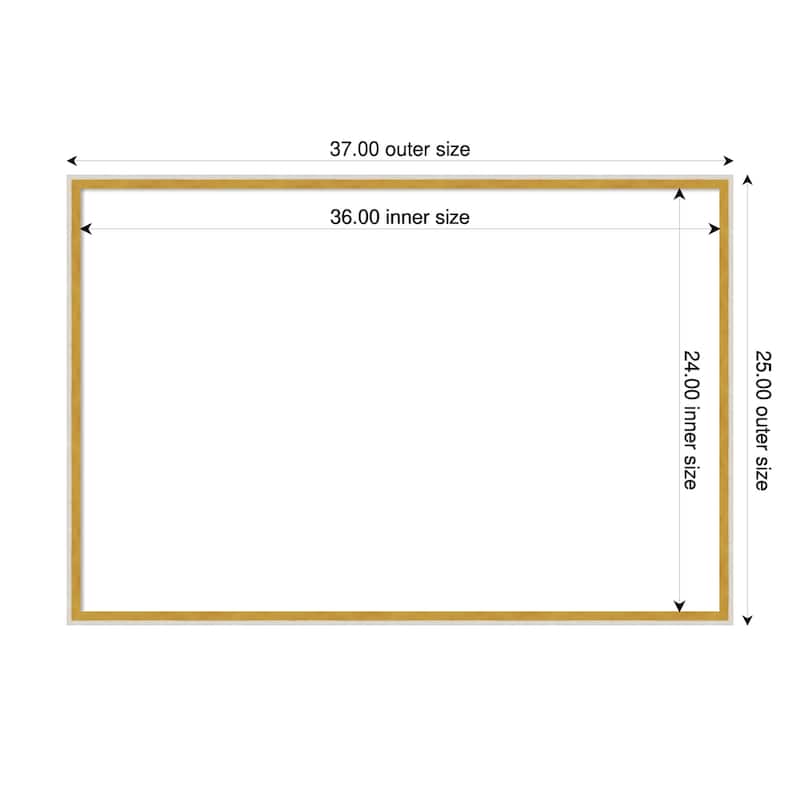 Amanti Art Paige White Gold Framed Dry Erase Magnetic Board - 37 x 25 in