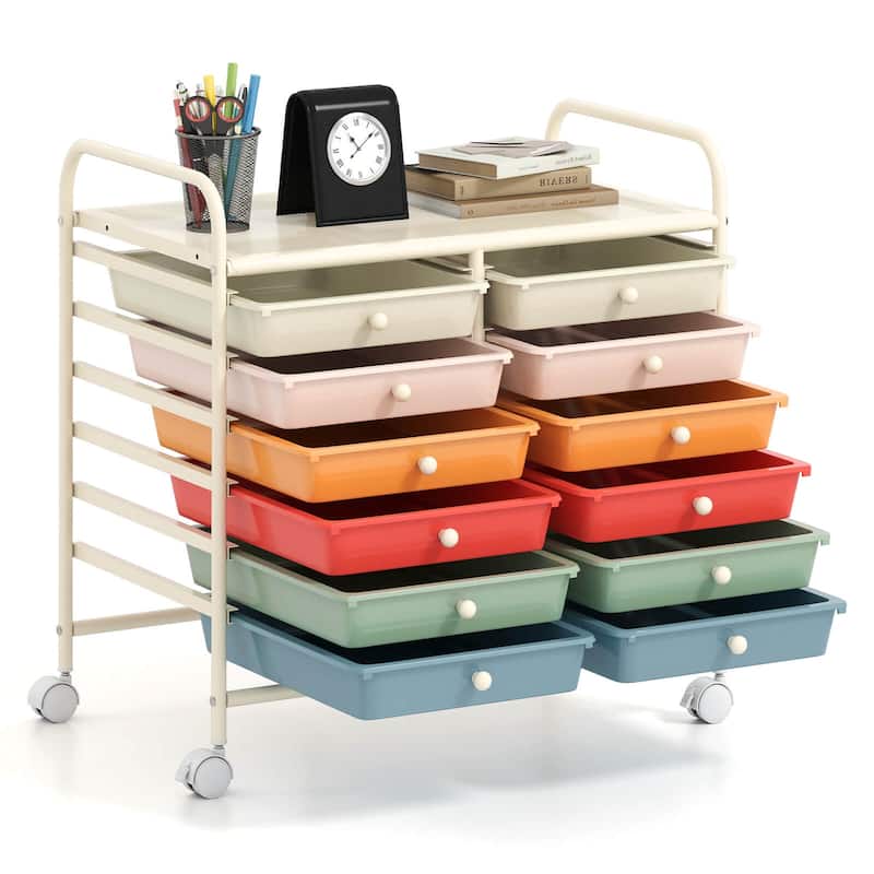Costway 12 Drawers Rolling Cart Storage Scrapbook Paper Studio - See Details