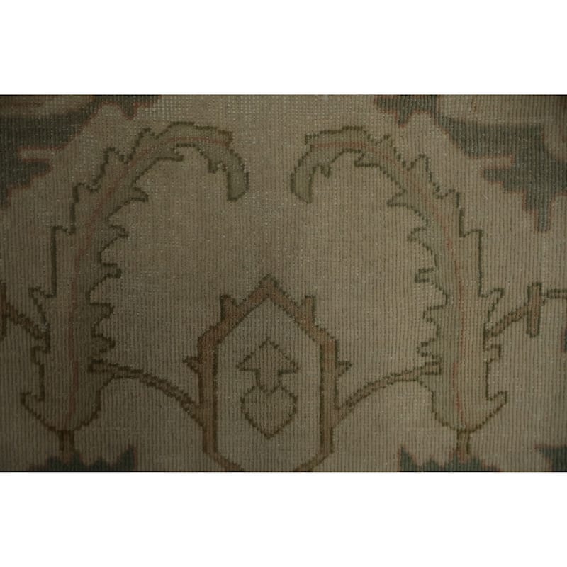 Hand Knotted Oriental 100% Wool Carpet Transitional All-Over Beige & Ivories Oushak Area Rug - 9' 0'' X 8' 0''