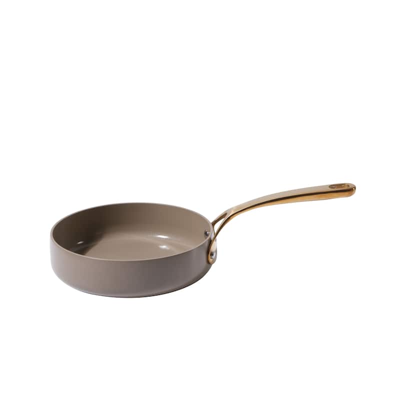 Bloomhouse Pots and Pans Heavy Duty Aluminum Premium PFA Free Ceramic Nonstick - Cappucino Cream with Gold Handle