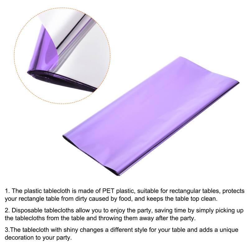 3 Pack Light Purple Disposable Plastic Tablecloths 54x108" Shiny Table Covers - Light Purple
