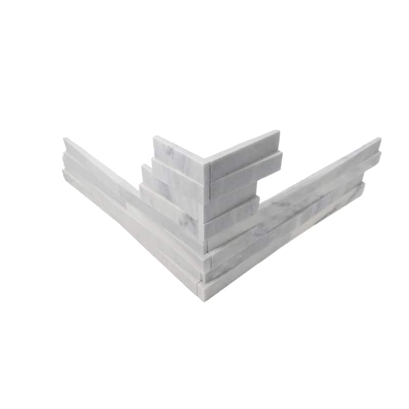 Weave 6 in. x 22 in. Panel and 8 in. x 24 in. Corner Honed Marble Wall Tile - Corners (4pc/set) - 5.91 in. x 24.38 in. - Lunar