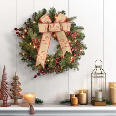 Puleo International 24" Pre-Lit Decorated wreath