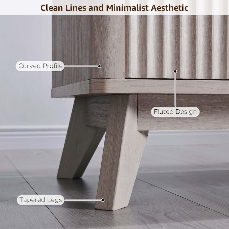 70" Modern Fluted TV Stand for Living Room, Wood Entertainment Center