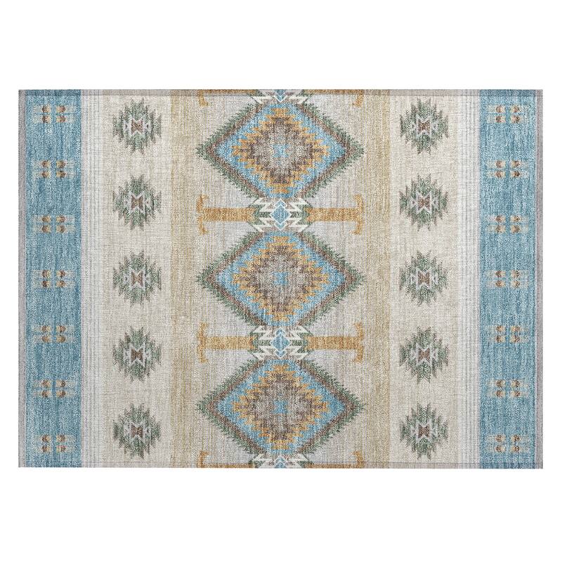 Machine Washable Indoor/ Outdoor Global Chennai Chantille Rug