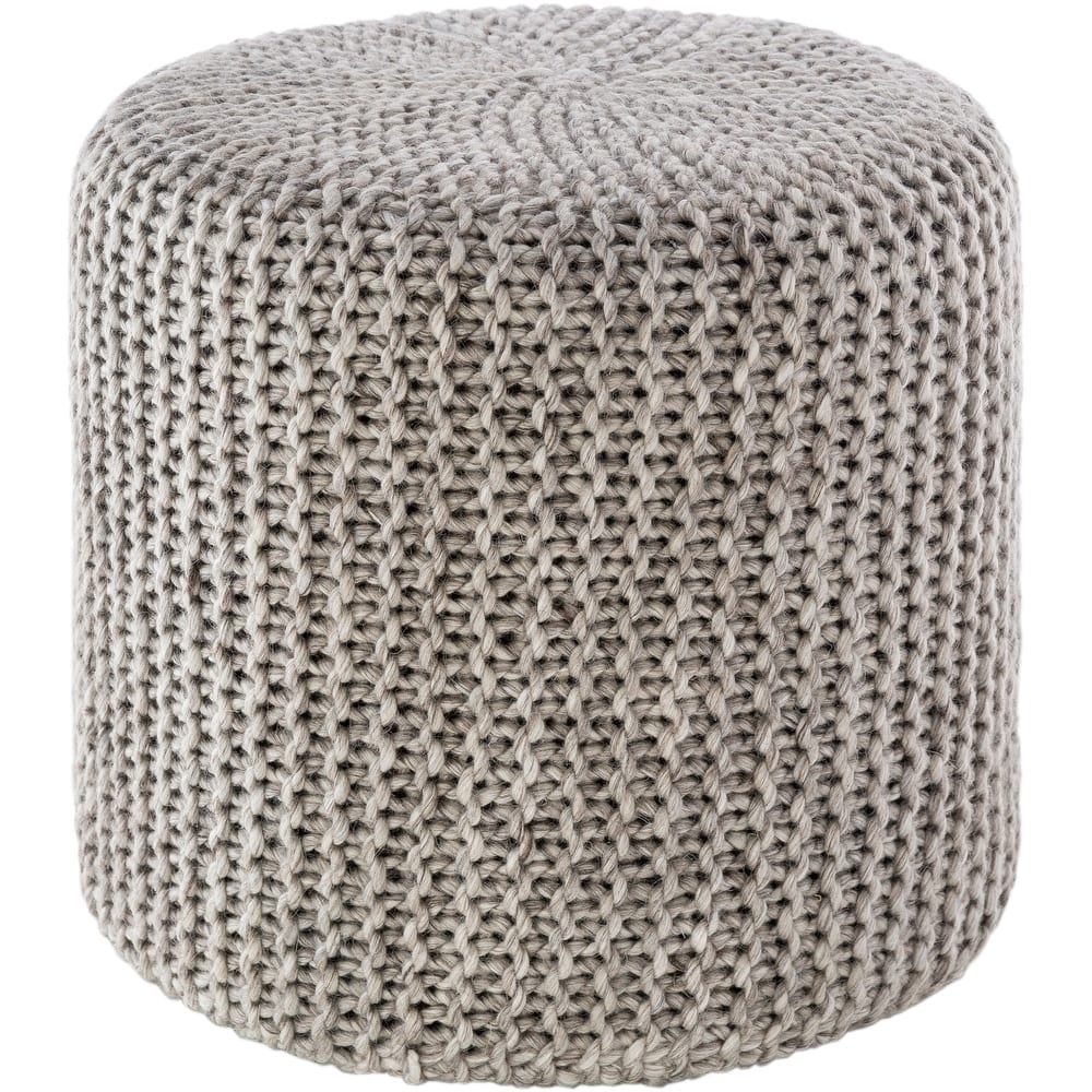 Athina Modern Knitted Wool 18-inch Cylinder Pouf
