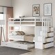 preview thumbnail 1 of 25, Twin Over Twin Wood Bunk Bed for Kids with Trundle and Staircase(4 Storage Drawers)
