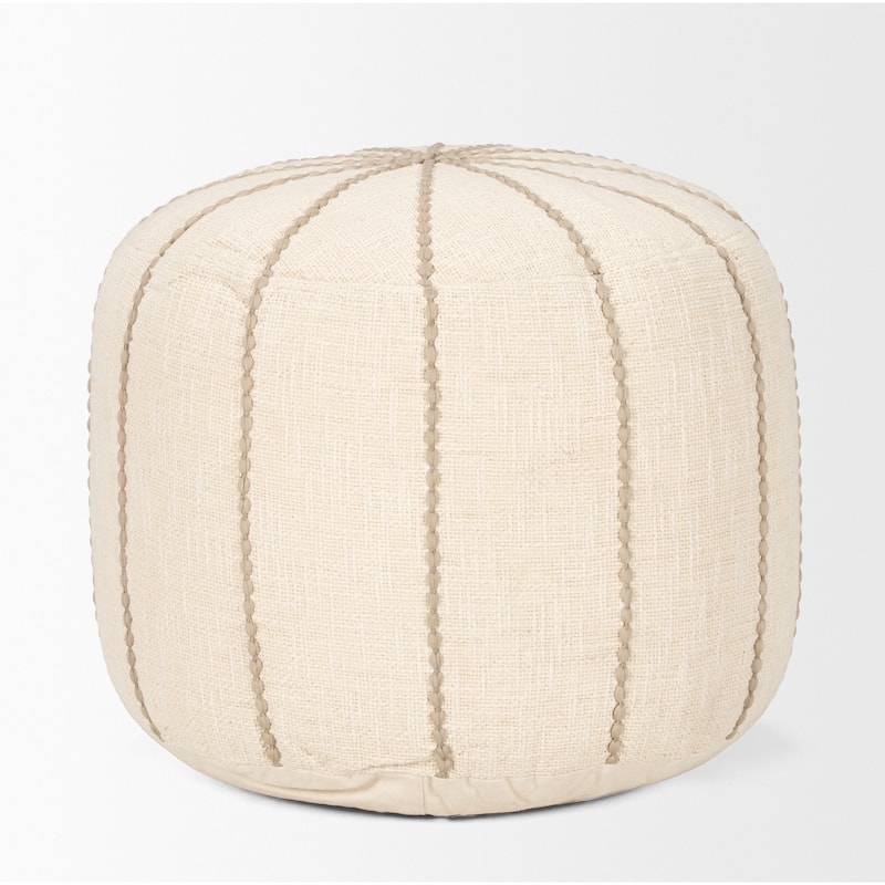 Sachi Beige w/ Stitching Pouf