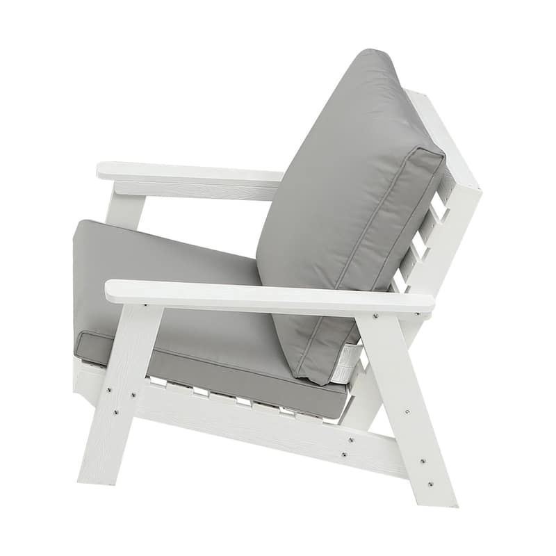 Outdoor Large Chair with Cushion - White