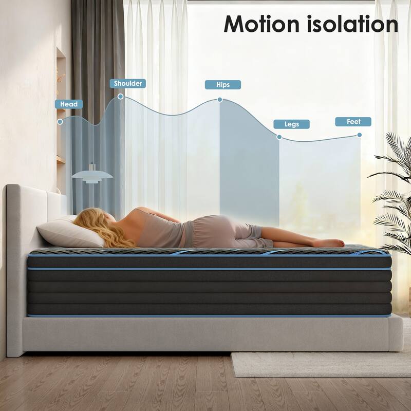 Queen Size Mattress, 10 Inch Hybrid Mattress, Individually Pocketed Innerspring, Medium Firm