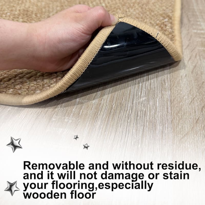 Hardwood Tile Floor Non Slip Rug Tape / Adhesive (Set Of 12) Dual Surface - Black - 3.9" x 3.9"