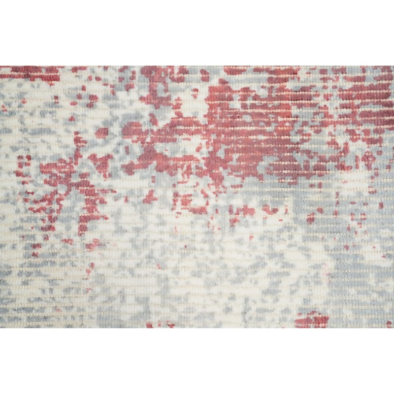 Hand Knotted Oriental Viscose Silk Carpet Modern All-Over Multi-Colored Abstract Area Rug - 4' 0'' X 2' 0''