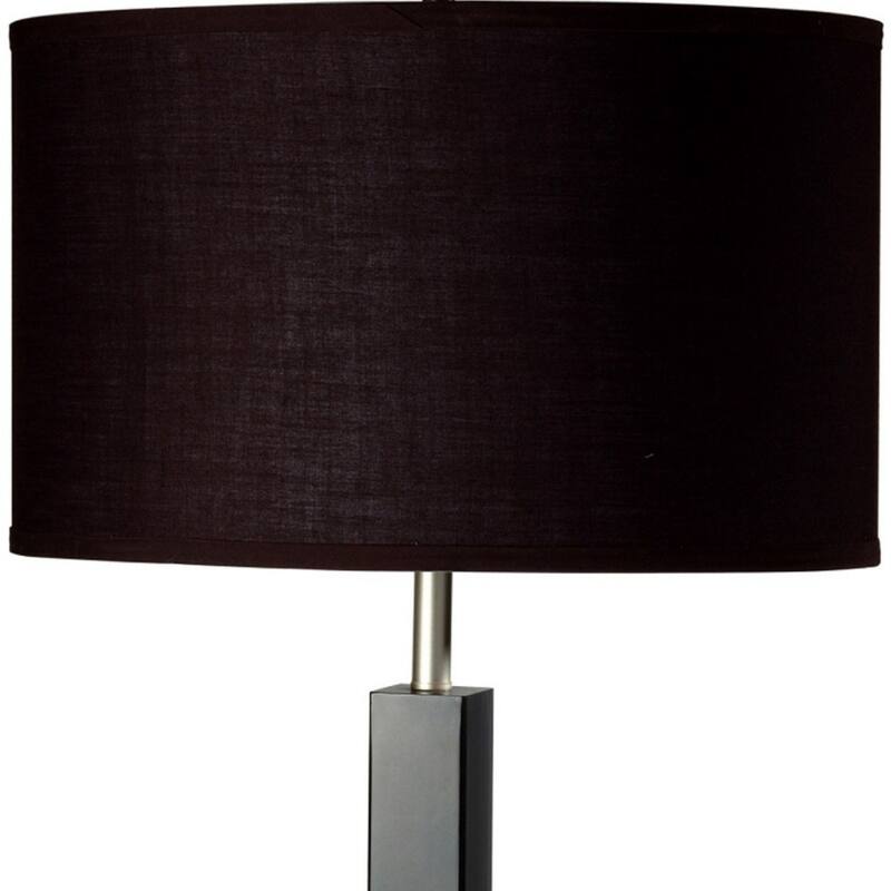 30" Black Polyresin Table Lamp With Brown Classic Drum Shade - 17" x 11" x 30"
