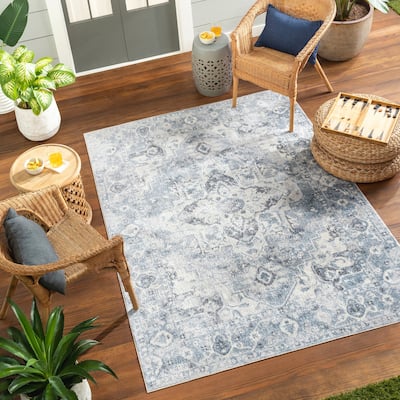 Livabliss Lillian Transitional Medallion Machine Washable Area Rug