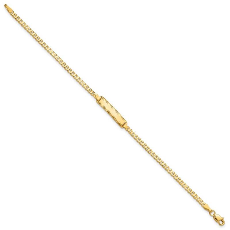 Curata 14k Yellow Gold 5mm Curb Link ID Bracelet Options: 7" 8"
