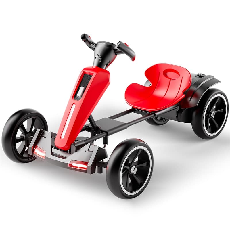 12V Electric Kids Pedal Go Kart for Ages 3-6, Red with Adjustable Seat & EVA Wheels