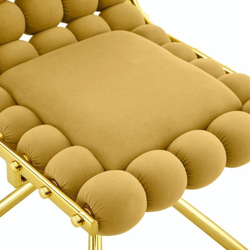 Set of 2 Puffy Bubble Velvet Dining Chairs with Ball Chain Detail