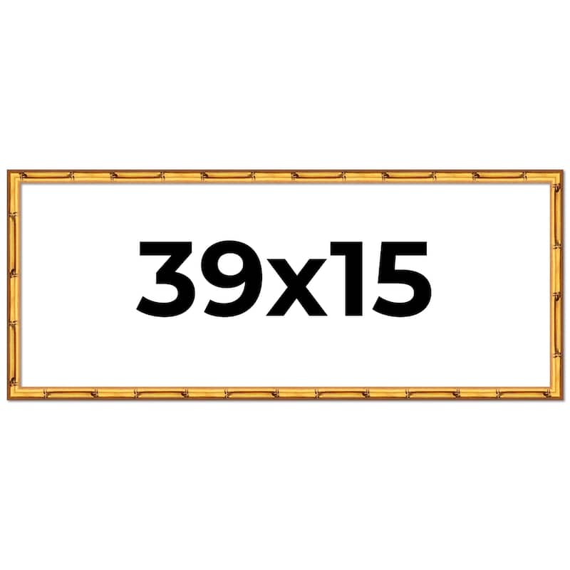 39x15 Frame Gold Bamboo Solid Wood Picture Frame | 1 Inch Moulding