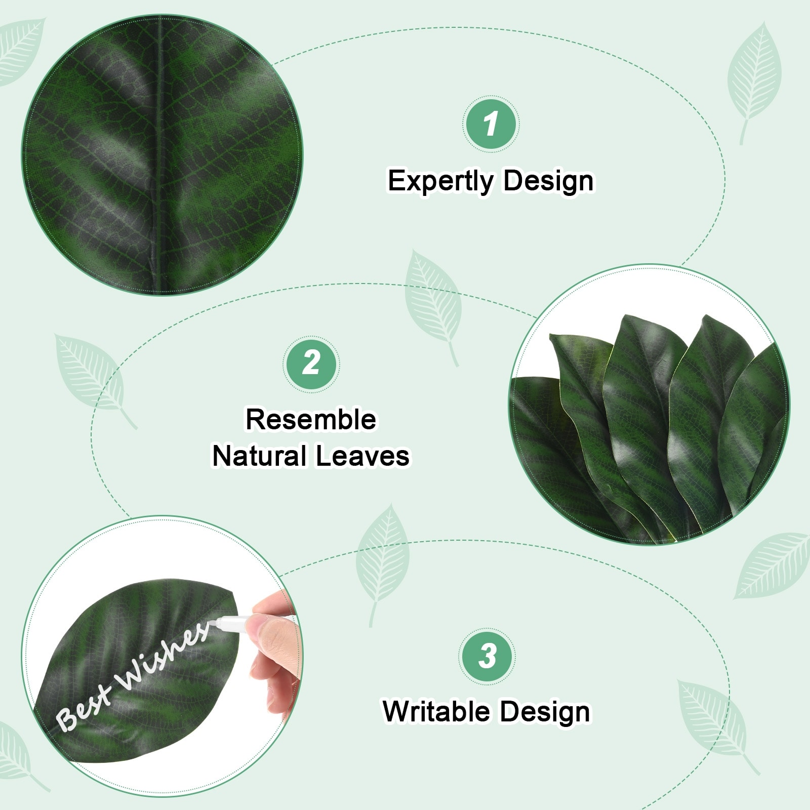 Artificial Leaves, Fake Green Leaf with Stem for DIY