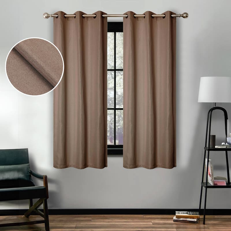 Superior Linen Washable Room Darkening Curtains, Set of 2 Panels - 42" x 63" - Acorn
