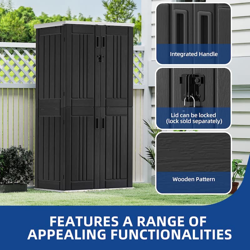 Outdoor Storage Shed with 4 Shelves - N/A