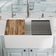 preview thumbnail 14 of 18, Karran 30" Single Bowl Workstation Fireclay Kitchen Sink with Reversible Fluted Apron Front