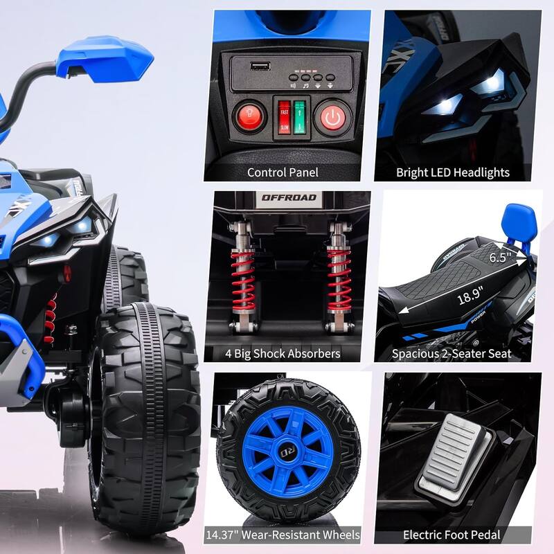 2-Seater Kids Ride-On ATV, 24V Electric Quad 4 Wheeler with 800W Motors