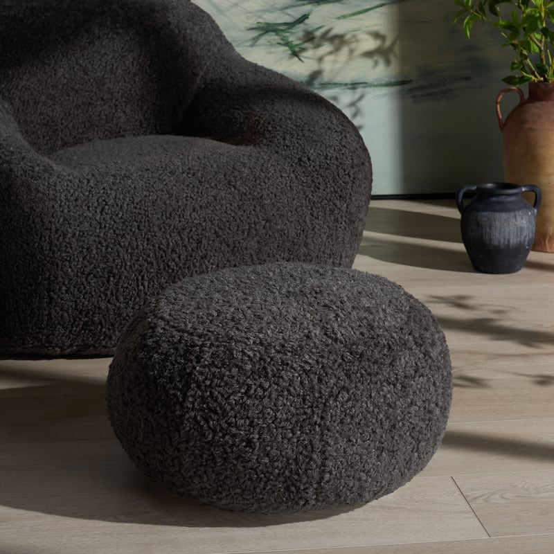 SAFAVIEH Couture Gracelina Round Pouf - Dark Grey