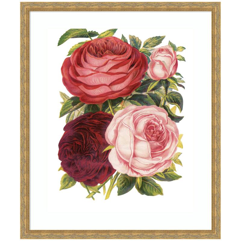 Kate and Laurel Framed Art Victorian Flowers by The Creative Bunch Studio - 22x26 - Gold