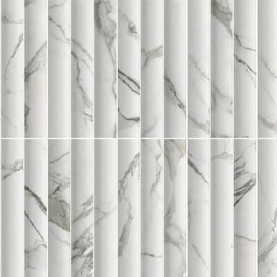 Lyrical 4.5x9 Matte Marble Look Porcelain Fluted Ribbed Tile - Wall, Backplash