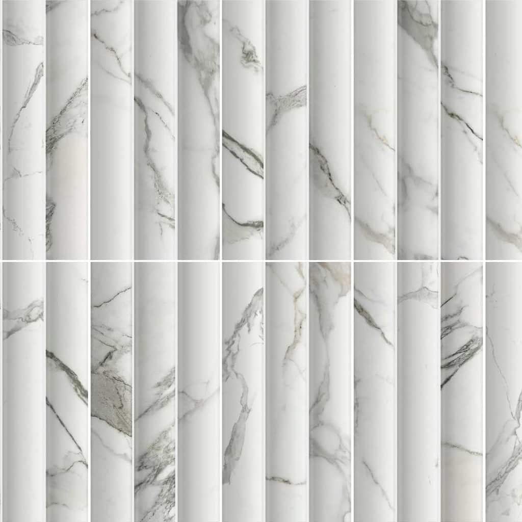 Lyrical 4.5x9 Matte Marble Look Porcelain Fluted Ribbed Tile - Wall, Backplash
