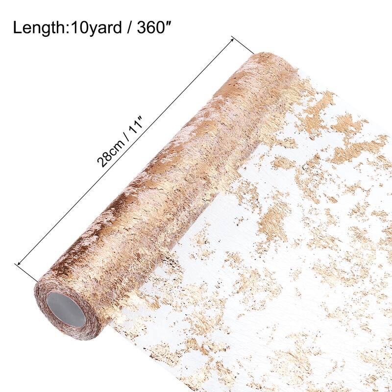 Table Runner, Metallic Foil Thin Mesh, 1Pcs - Rose Gold - 11 x 360 Inch