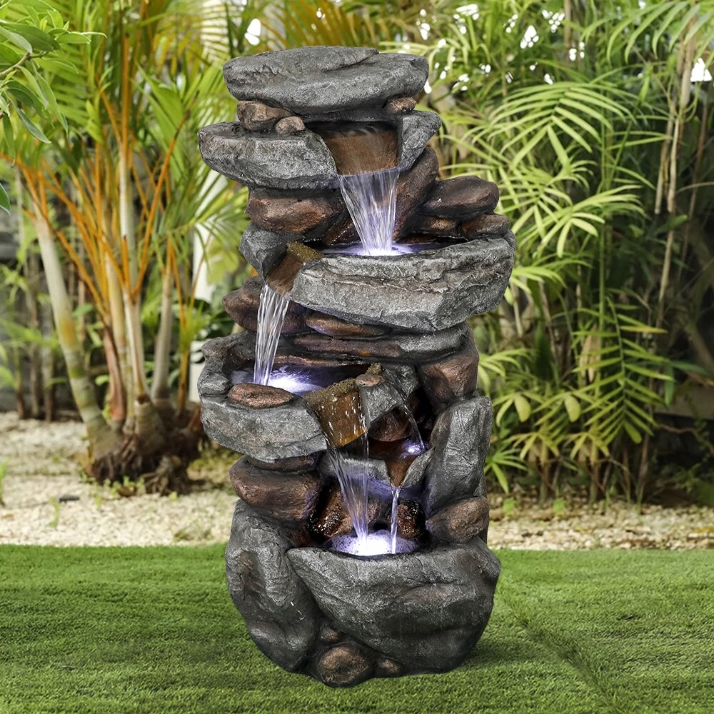 CLOSEOUT-Originally $289 OUTDOOR 31"high  Water Fountain with LED lights 