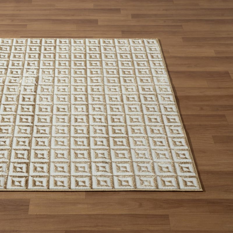 Luxe Weavers Geometric Metallic High and Low Fibers Area Rug