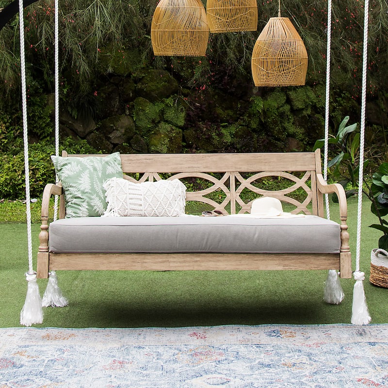 Cambridge Casual Renley Wood Outdoor Porch Swing Daybed with Cushion