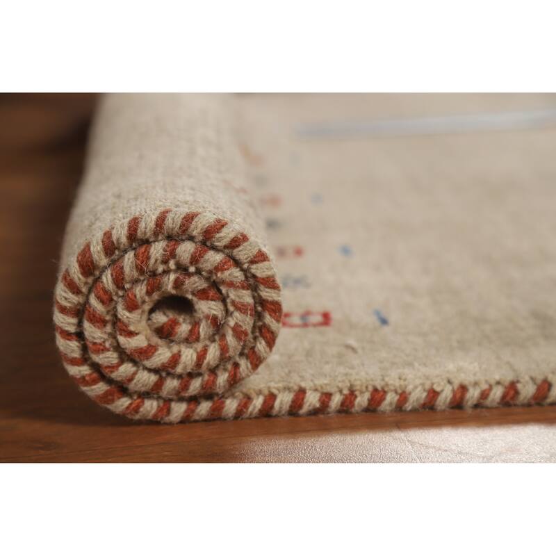 Hand Knotted Oriental 100% Wool Carpet Tribal Animal Pictorial Brown Gabbeh Area Rug - 4' 10'' X 3' 1''
