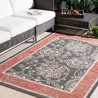 Janelle Indoor/Outdoor Transitional Floral Border Area Rug