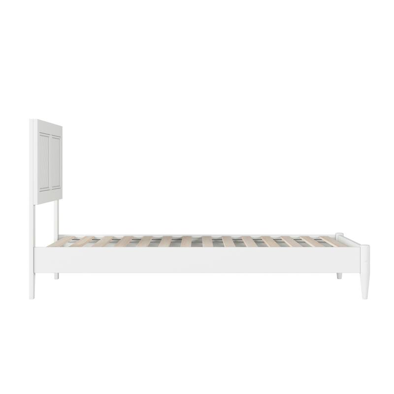Solid Wood Low Profile Platform Bed - Twin Size, White Finish