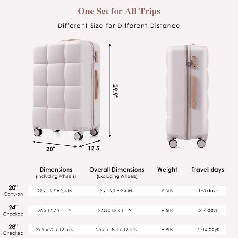 Luggage Set of 3, Airline Certified Carry-on Luggage with Cup Holder, ABS Hard Shell Luggage with Spinner Wheels