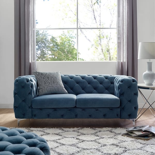 Corvus Aosta Tufted Velvet Chesterfield Loveseat On Sale Bed Bath