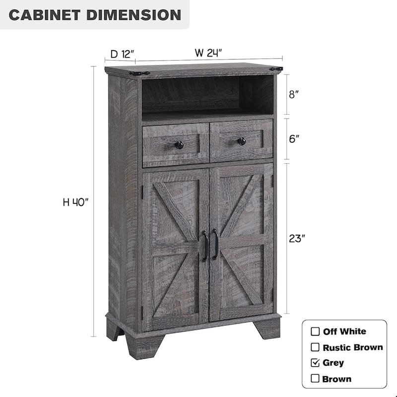 24" Farmhouse Bathroom Floor Cabinet, Wide Bathroom Storage Cabinet