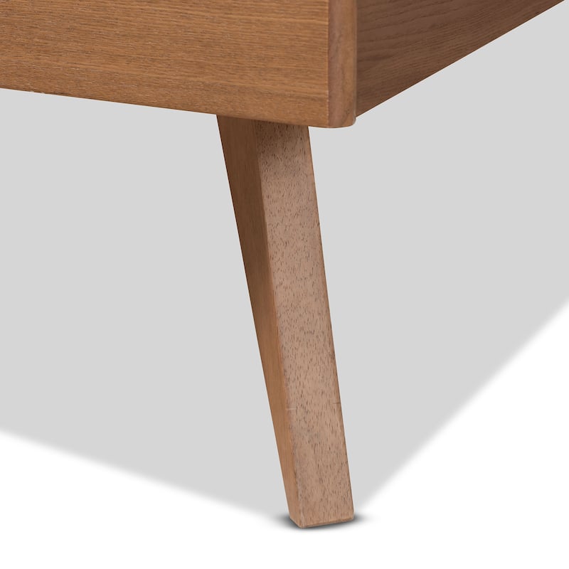 Takeo Transitional Ash Walnut Finished Wood Platform Bed